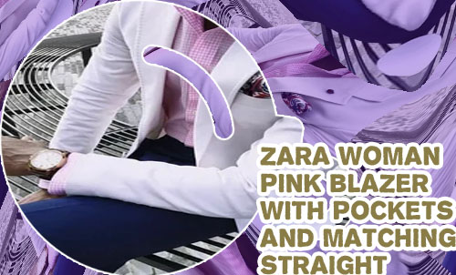 Pink blazer and white pants