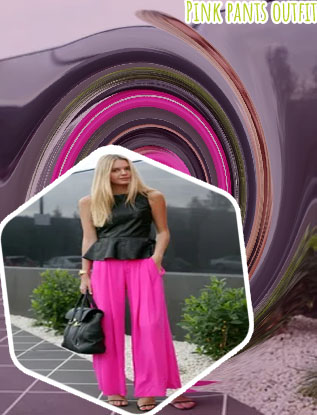 Pink pants black top