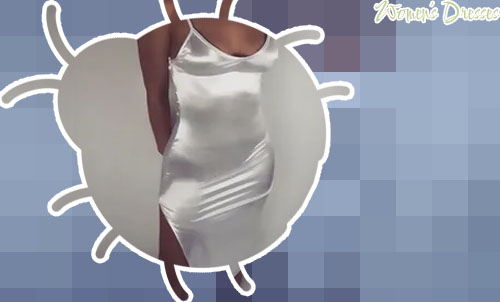 White satin dress long sleeve